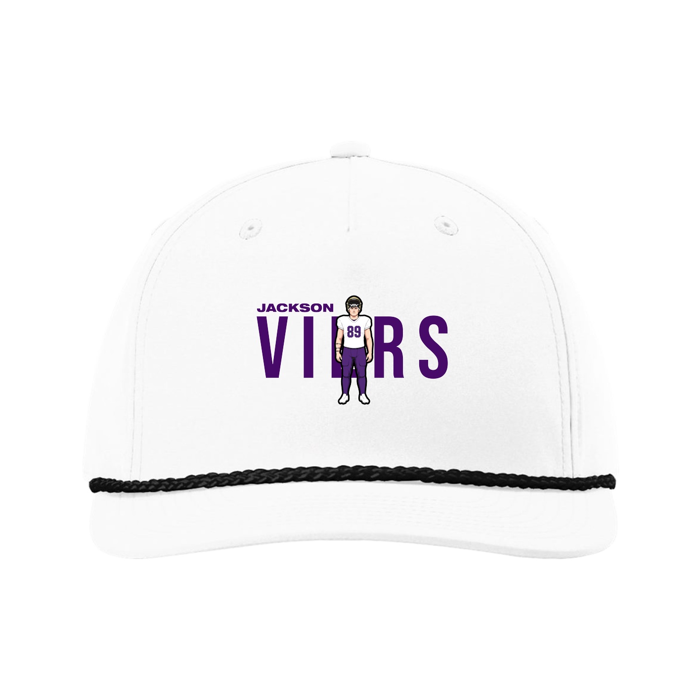 Five-Panel Classic Rope Cap — Player Name in White