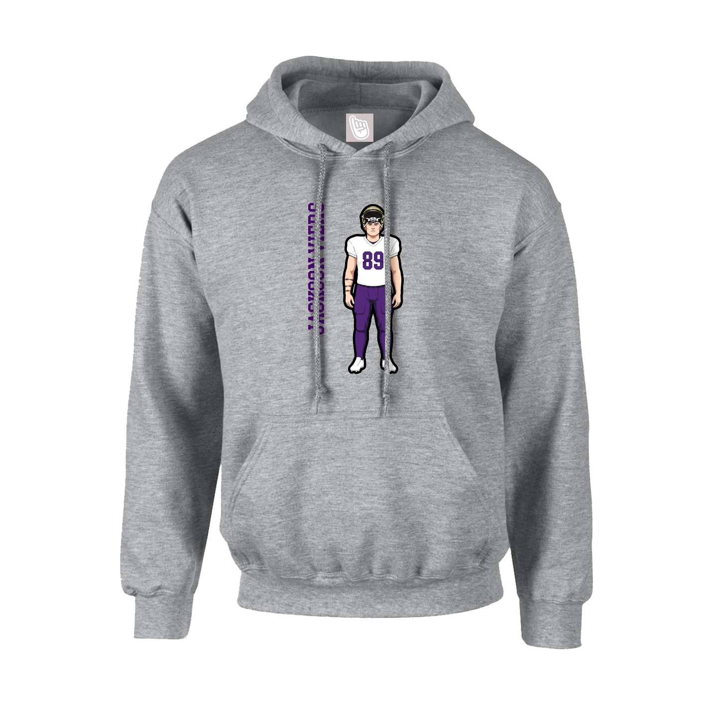 Youth Hoodie — Name Vertical in Grey