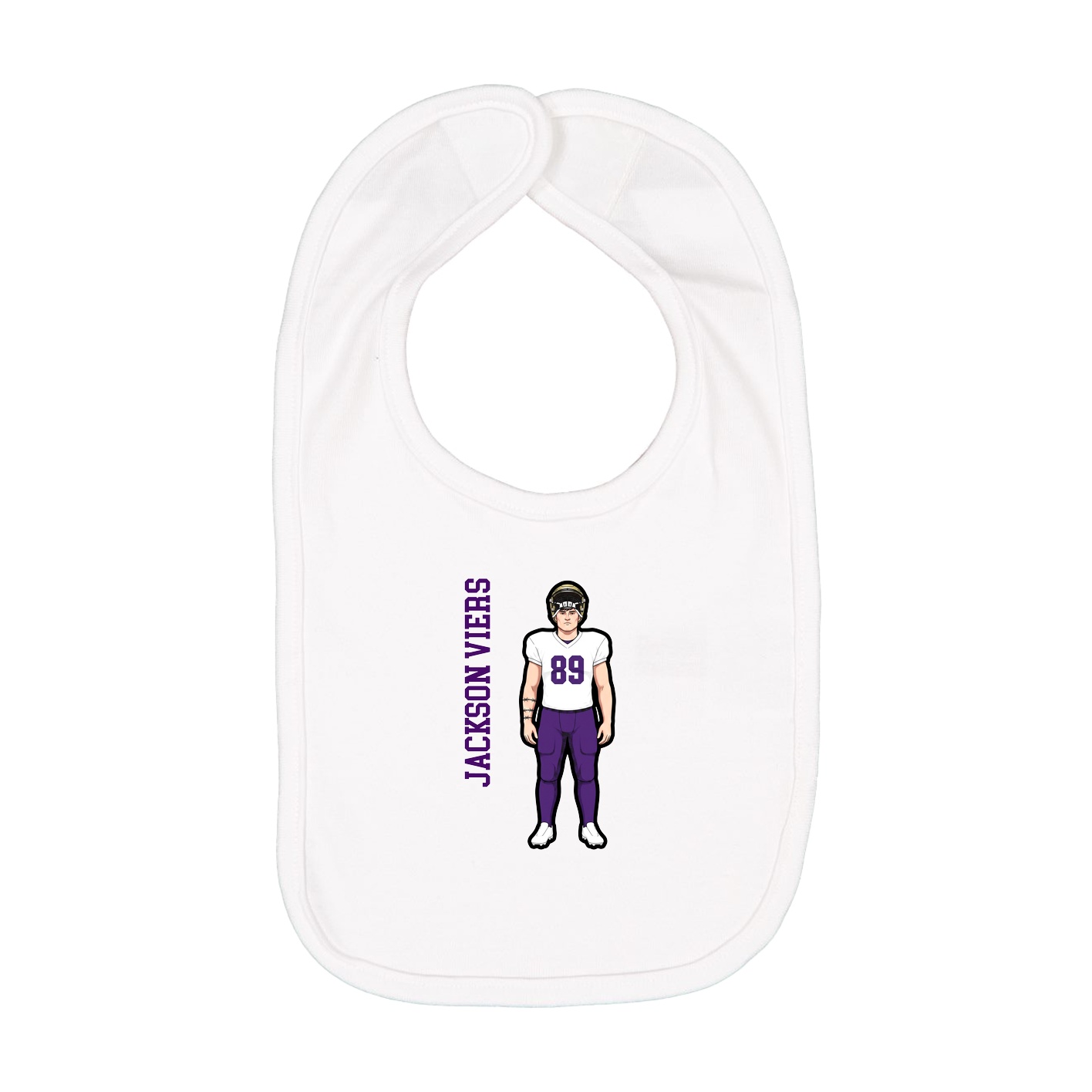 Infant Bib — Name Vertical in White