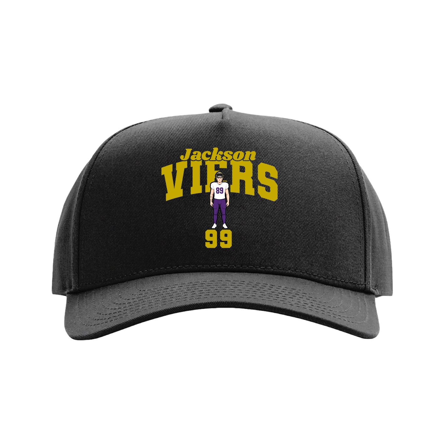 Full Fabric Five-Panel Champ Cap — Signature Arch in Black