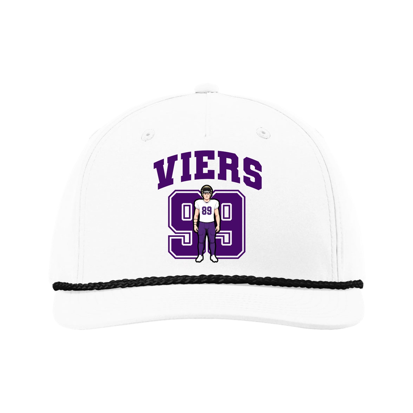 Five-Panel Classic Rope Cap — Number in White