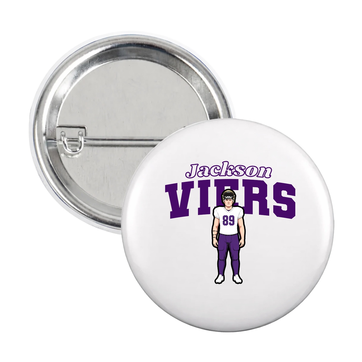 Game Day Button — Name Arch in White
