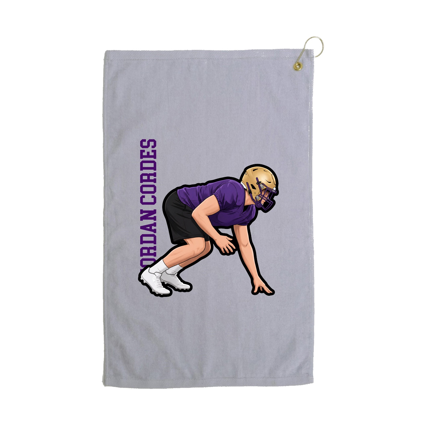 Golf Towel — Name Vertical in Grey