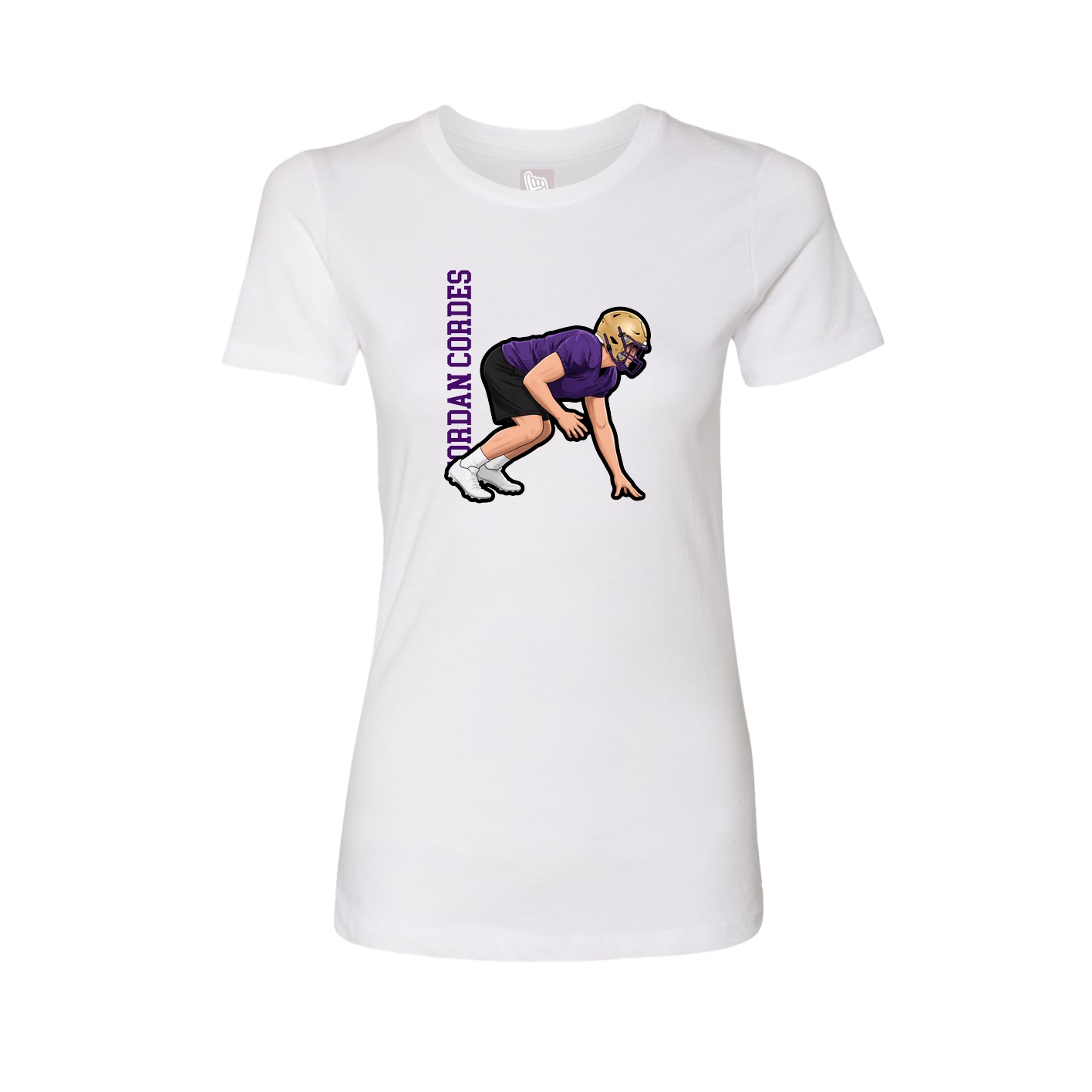 Fitted Women's Tee — Name Vertical in White