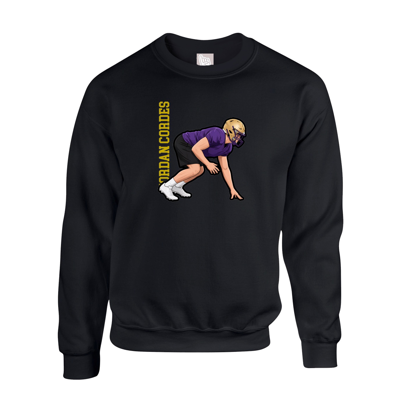 Fleece Crew — Name Vertical in Black