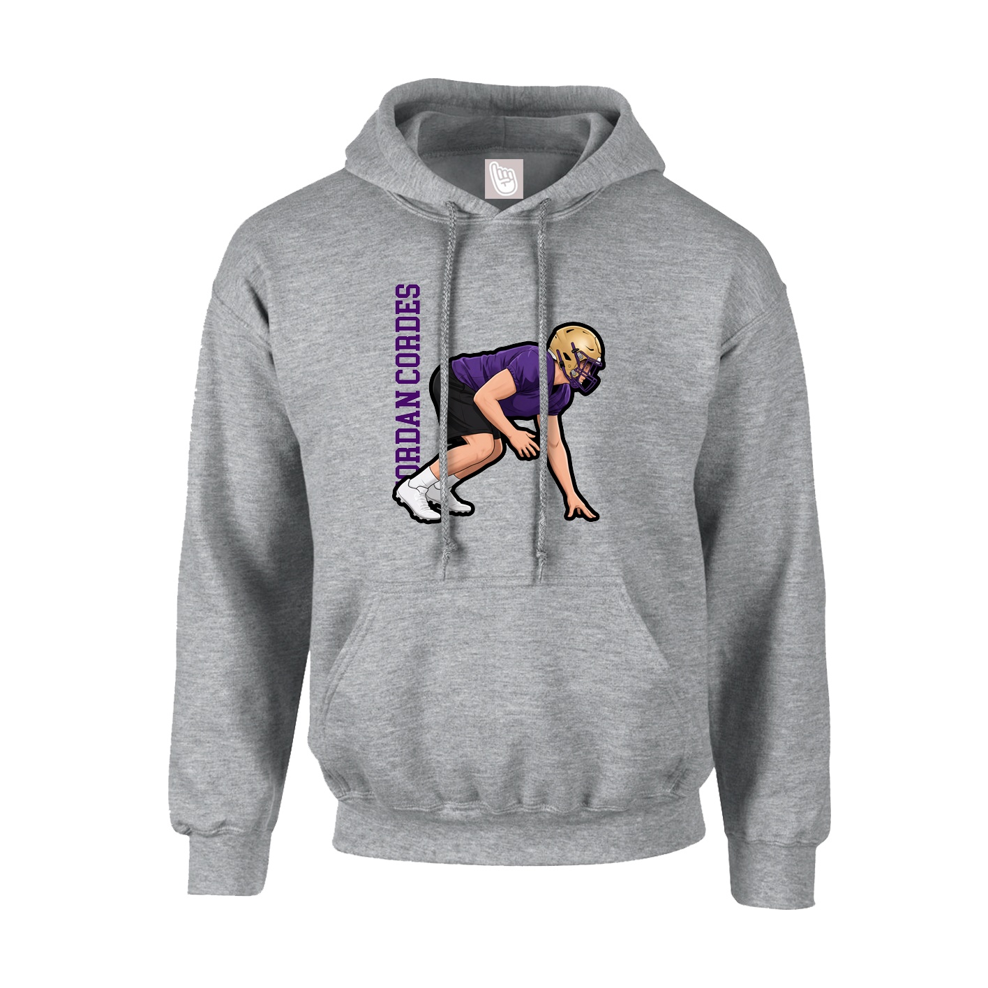 Youth Hoodie — Name Vertical in Grey