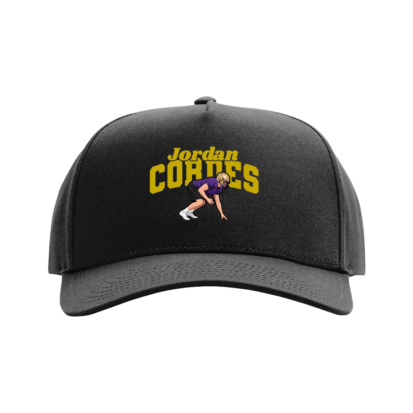 Full Fabric Five-Panel Champ Cap — Signature Arch in Black
