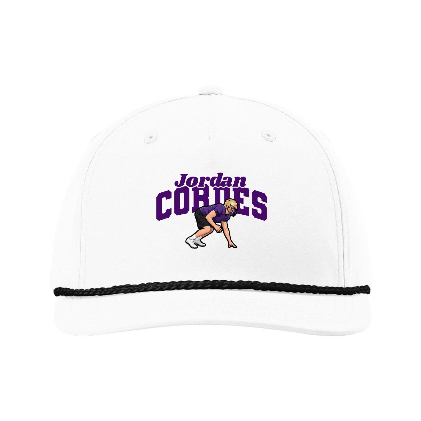 Five-Panel Classic Rope Cap — Signature Arch in White
