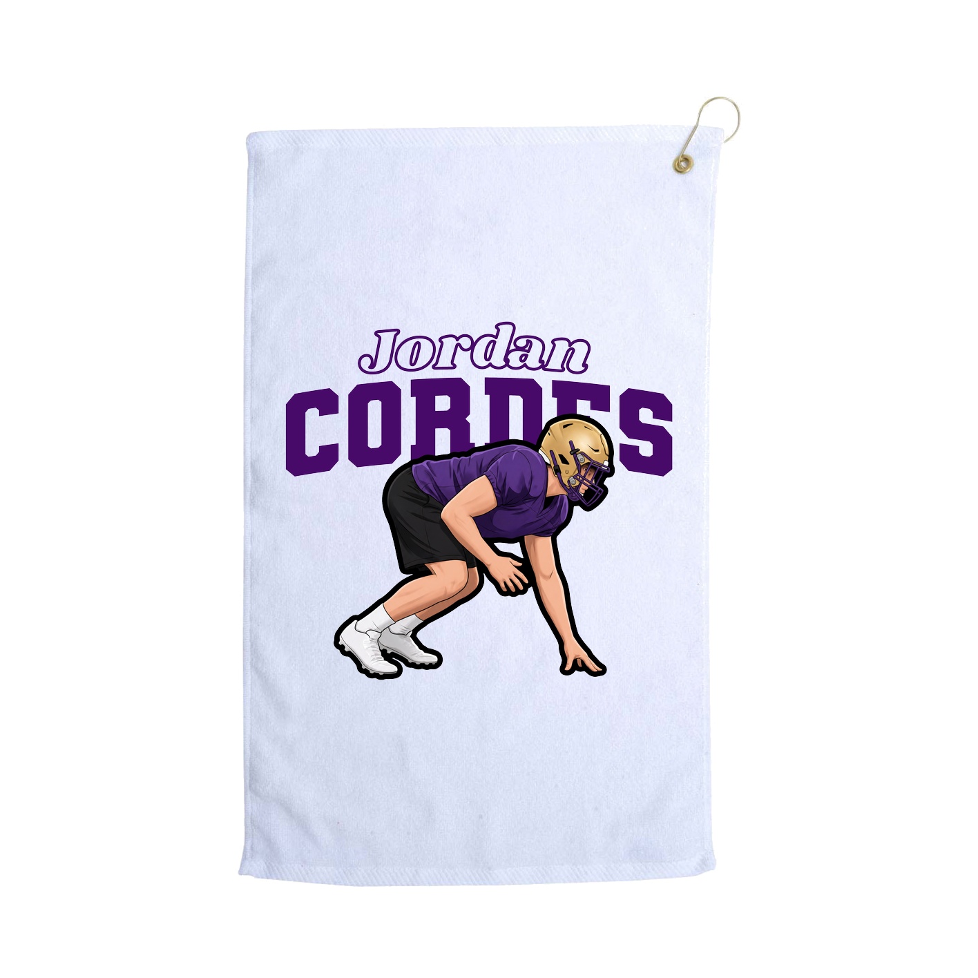 Golf Towel — Name Arch in White