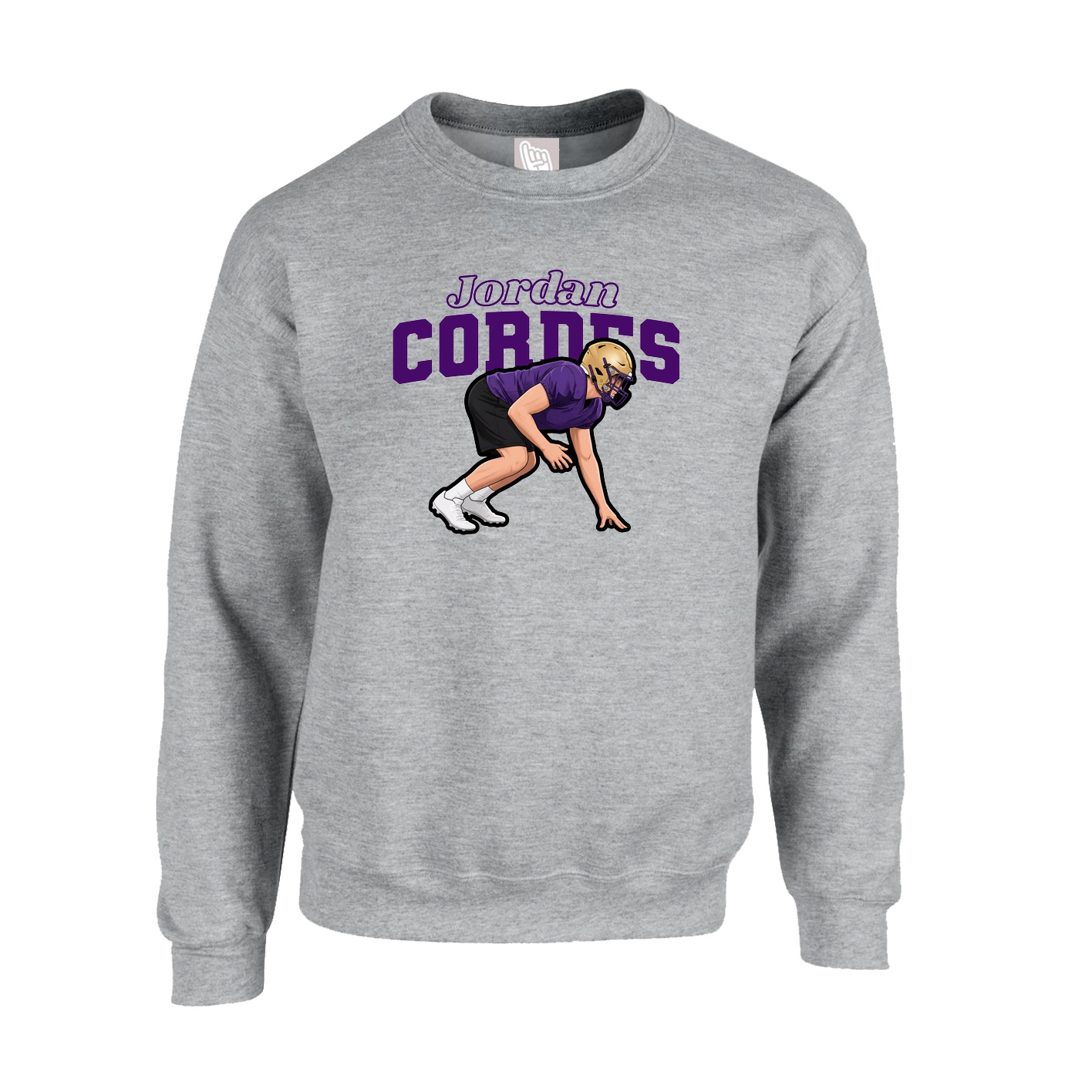 Fleece Crew — Name Arch in Grey
