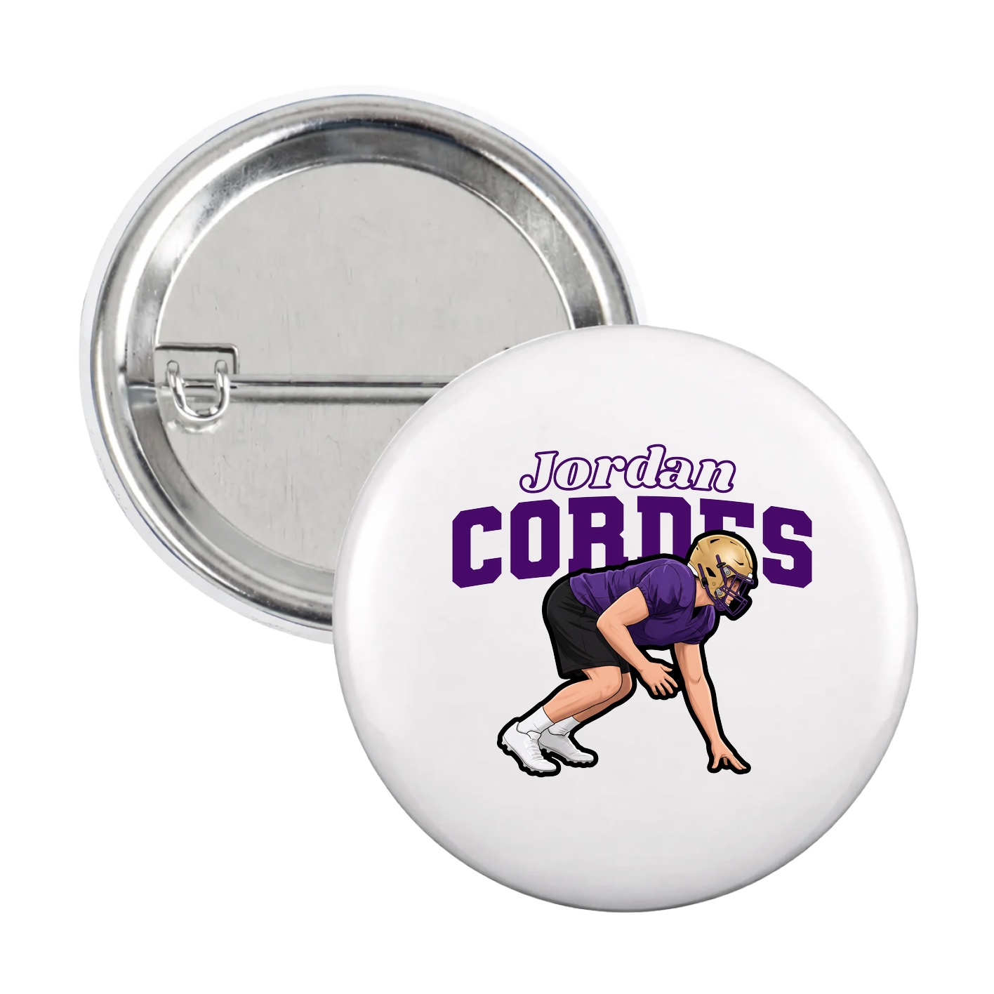 Game Day Button — Name Arch in White