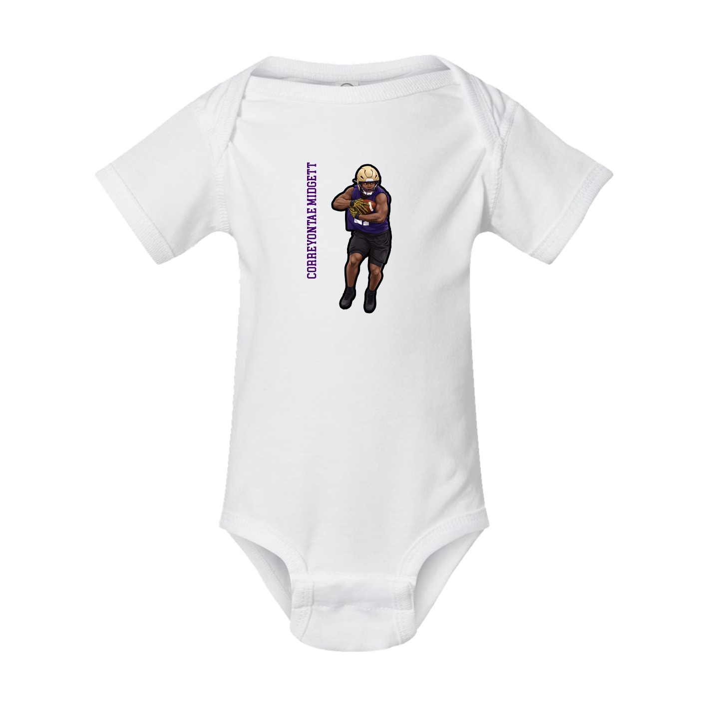 Baby Onesie — Name Vertical in White