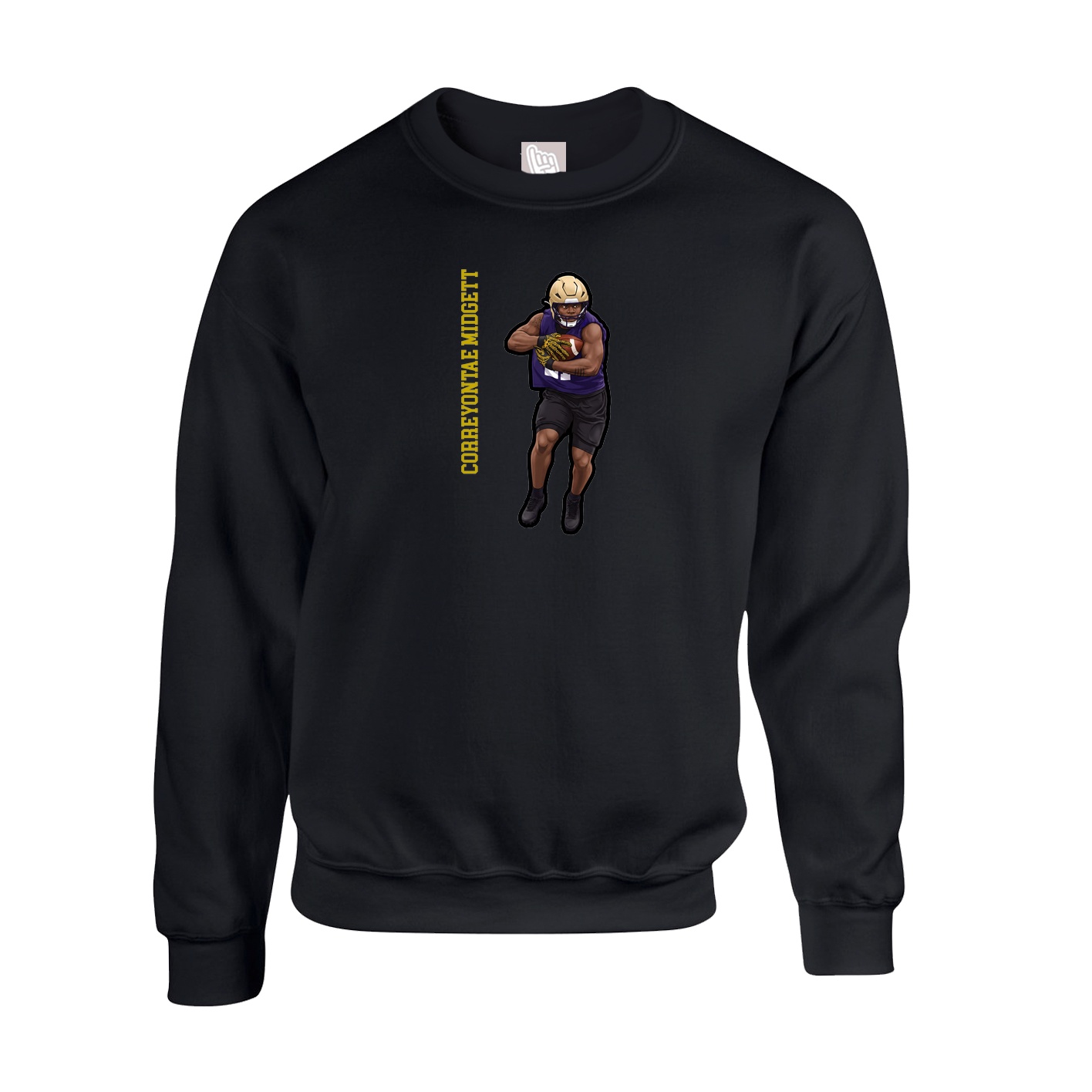 Fleece Crew — Name Vertical in Black