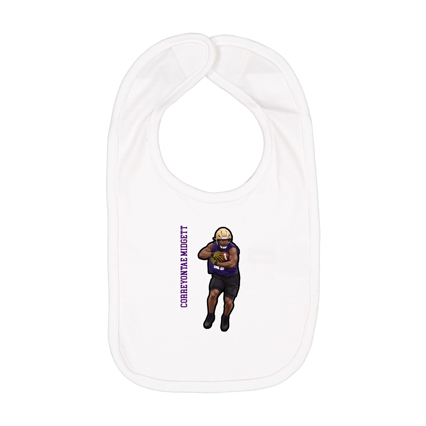 Infant Bib — Name Vertical in White
