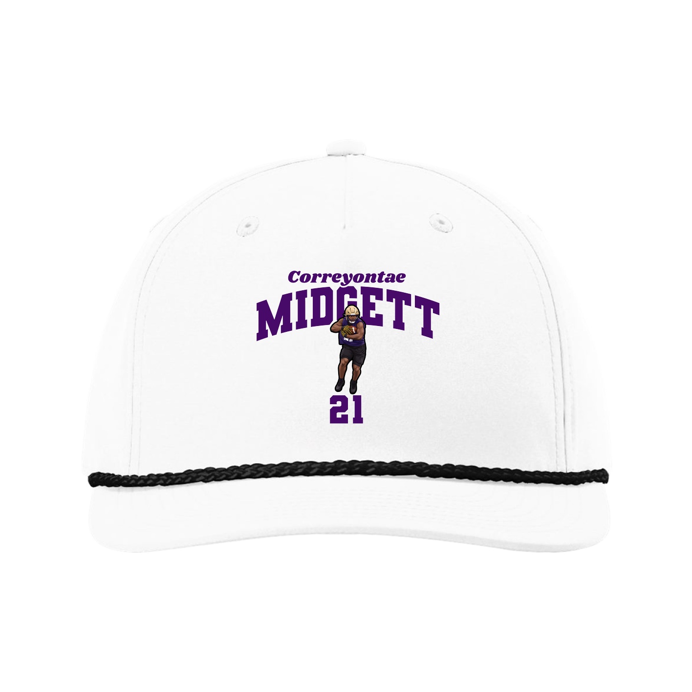 Five-Panel Classic Rope Cap — Signature Arch in White