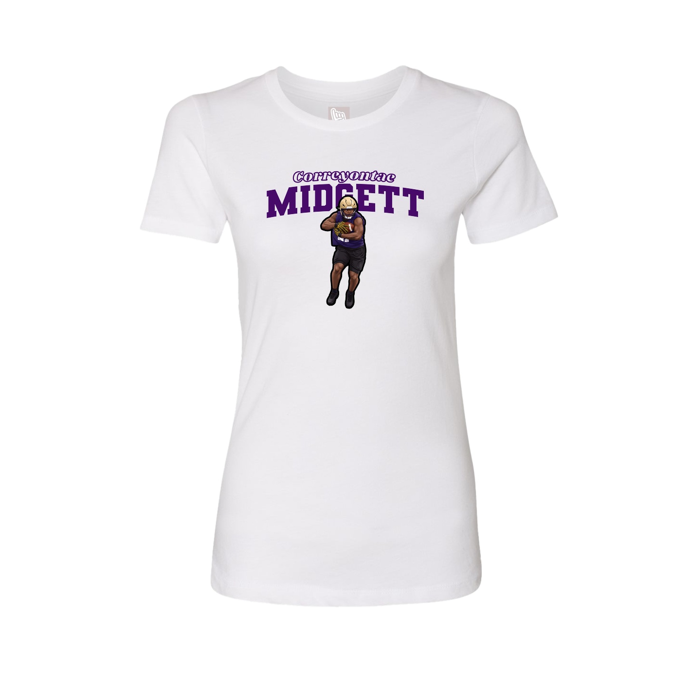 Fitted Women's Tee — Name Arch in White