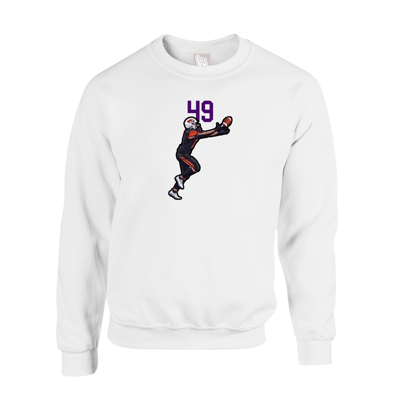 Fleece Crew — Number Top in White