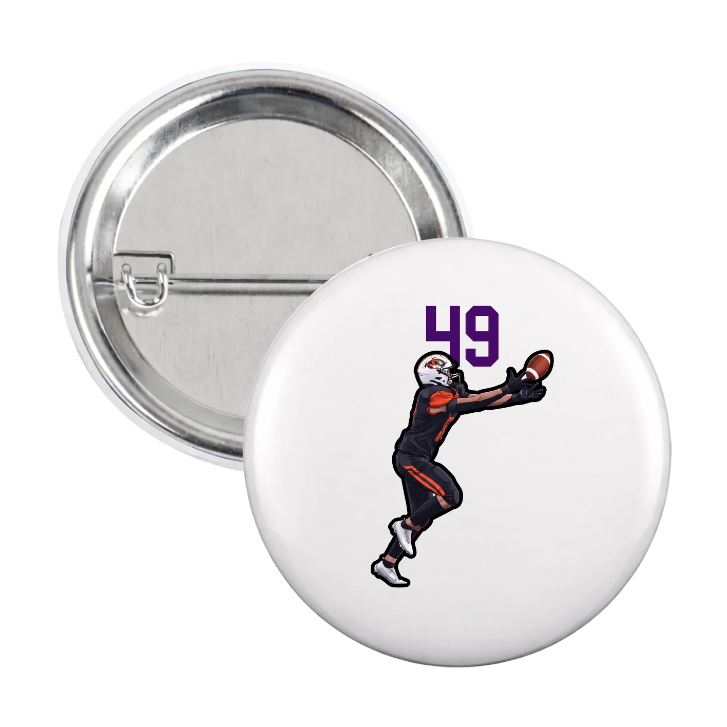 Game Day Button — Number Top in White