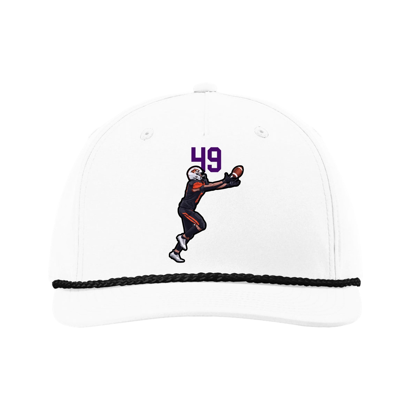 Five-Panel Classic Rope Cap — Number Top in White