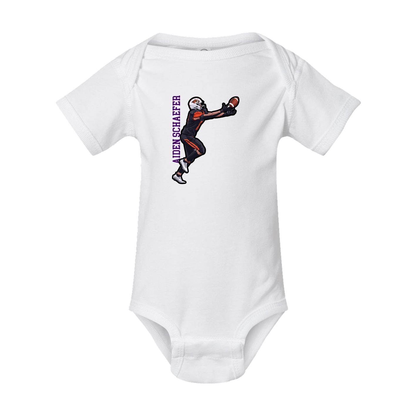 Baby Onesie — Name Vertical in White