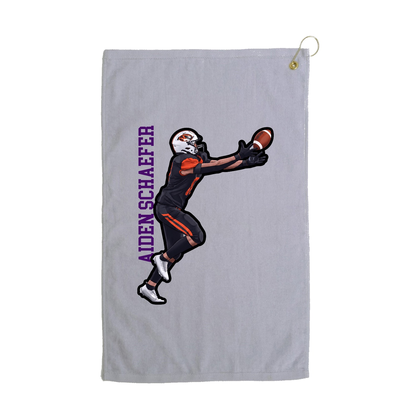 Golf Towel — Name Vertical in Grey