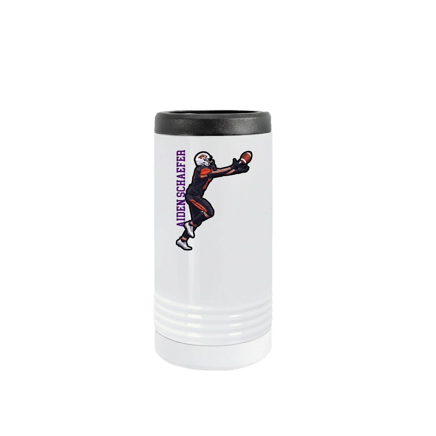 Slim Beverage Holder — Name Vertical in White