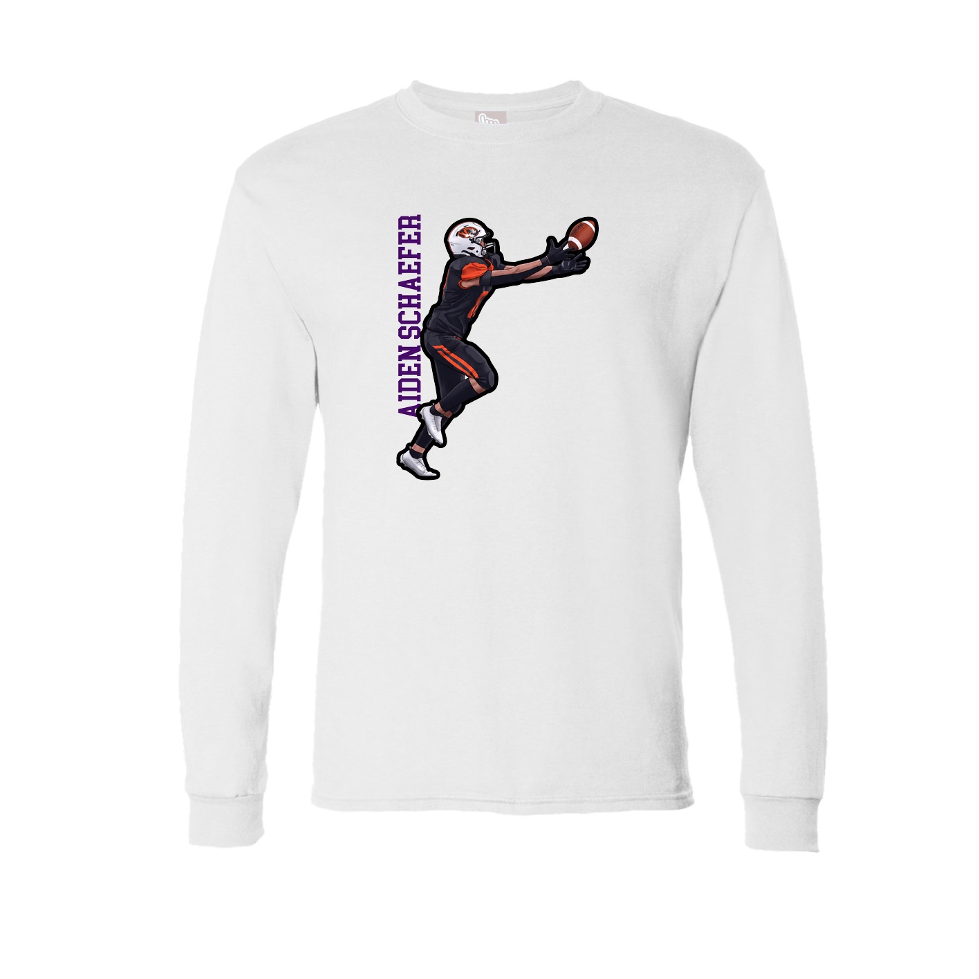 Long Sleeve Tee — Name Vertical in White