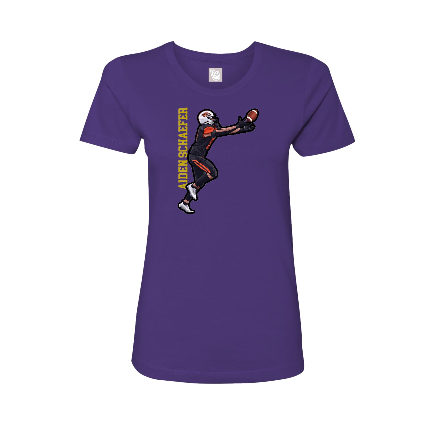 Fitted Women's Tee — Name Vertical in Purple