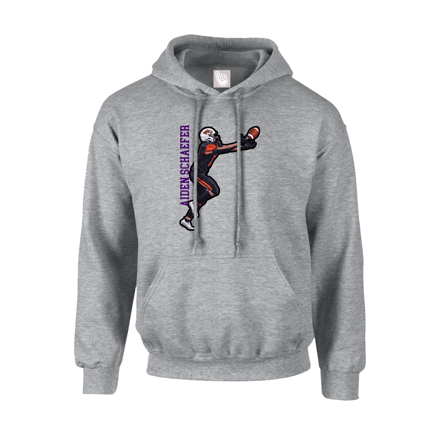 Hoodie — Name Vertical in Grey
