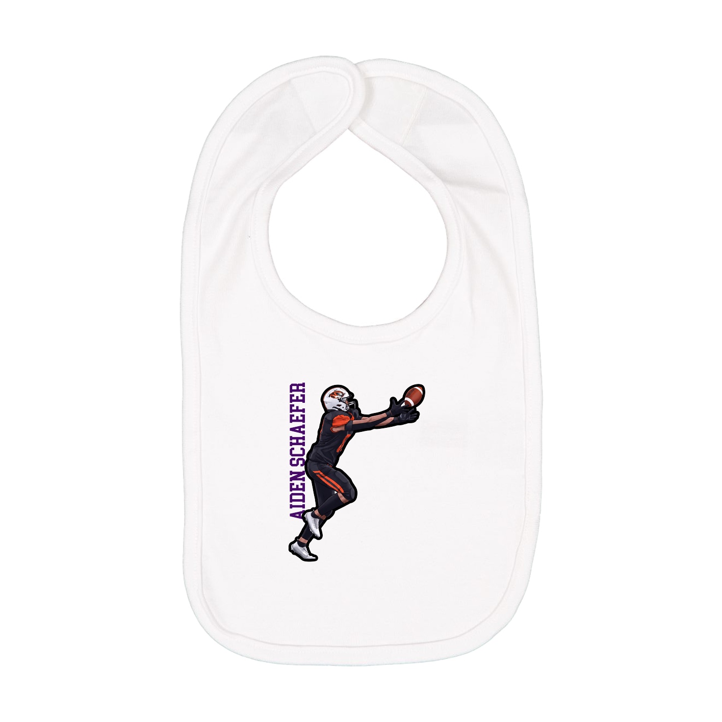 Infant Bib — Name Vertical in White