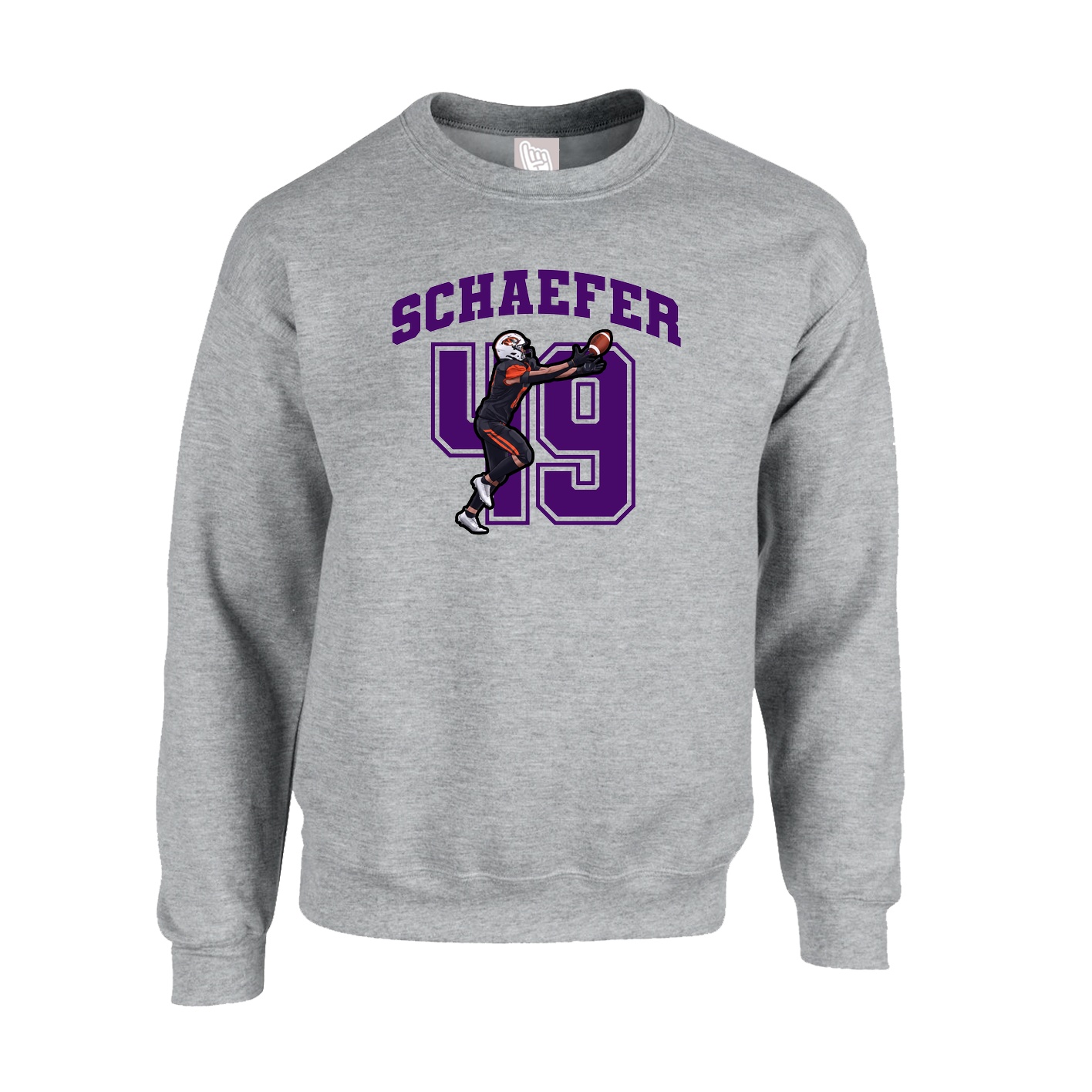 Fleece Crew — Number in Grey