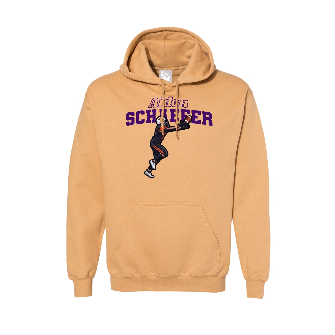 Hoodie — Name Arch in Vegas Gold