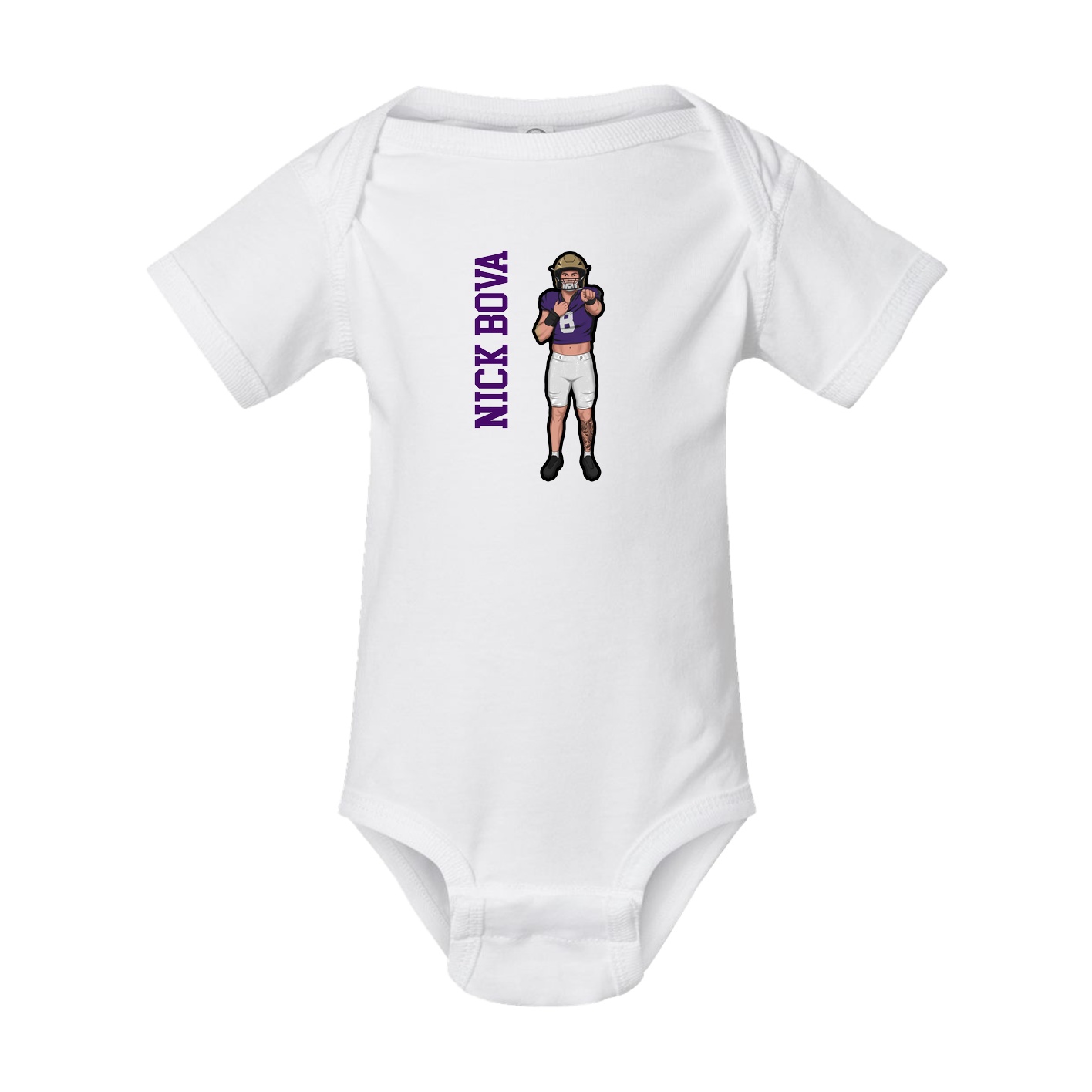 Baby Onesie — Name Vertical in White
