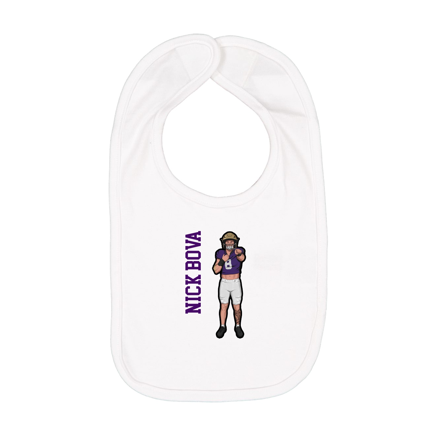 Infant Bib — Name Vertical in White