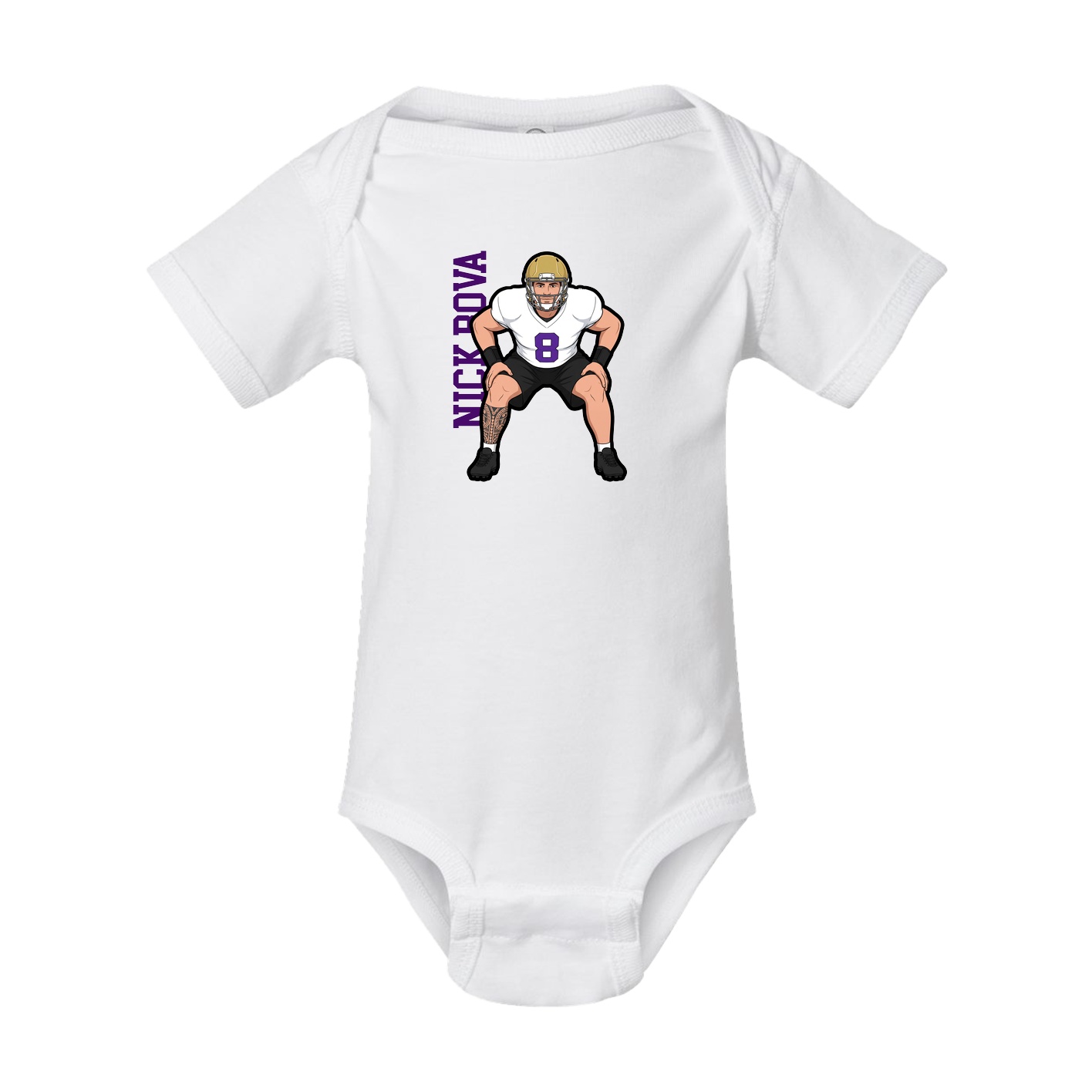 Baby Onesie — Name Vertical in White