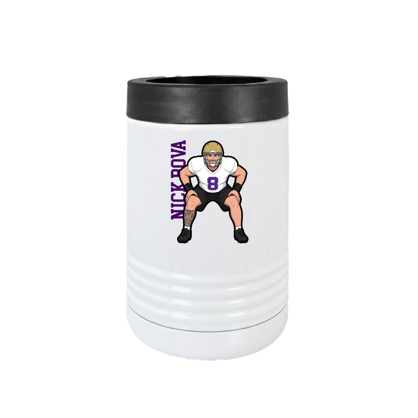 Beverage Holder — Name Vertical in White