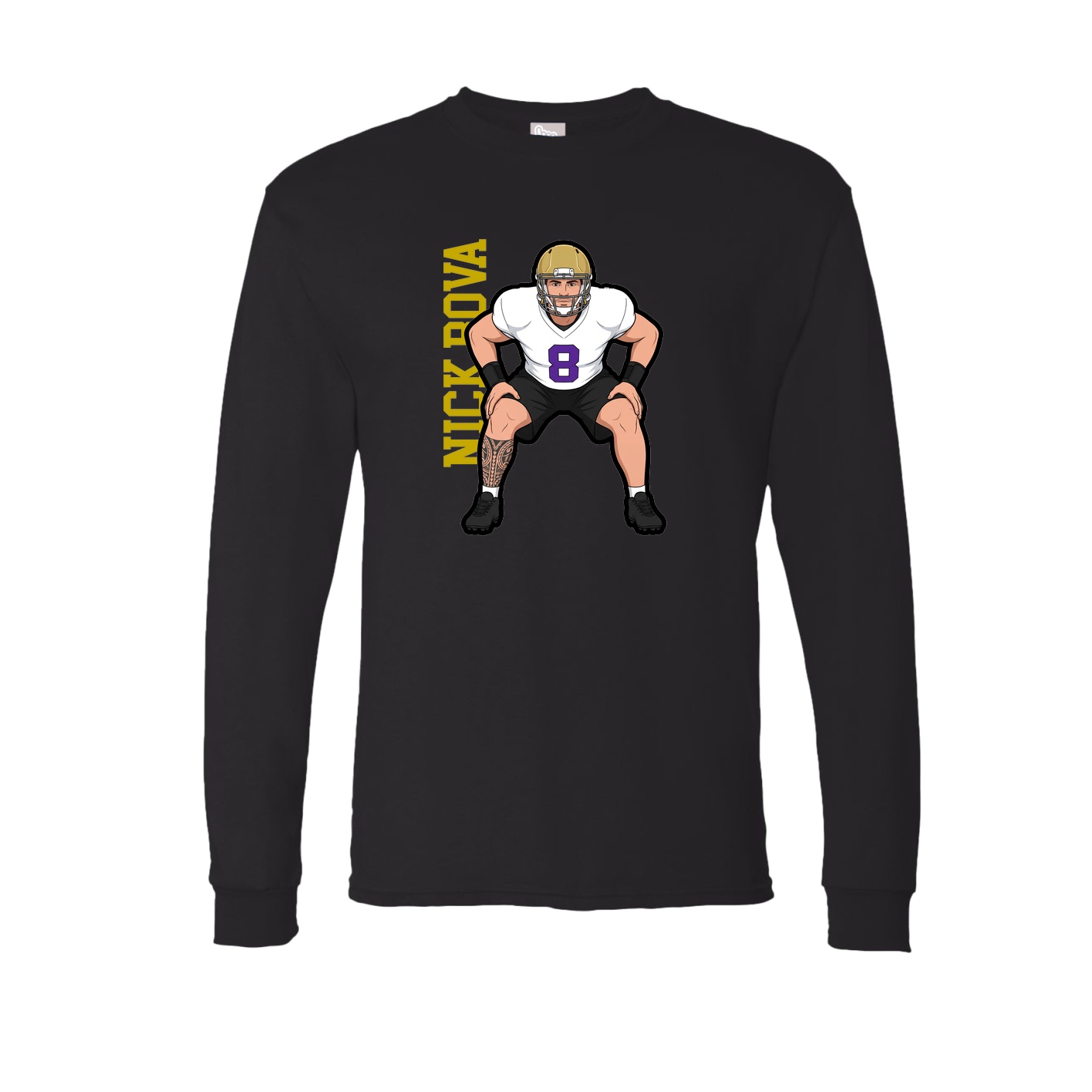Long Sleeve Tee — Name Vertical in Black