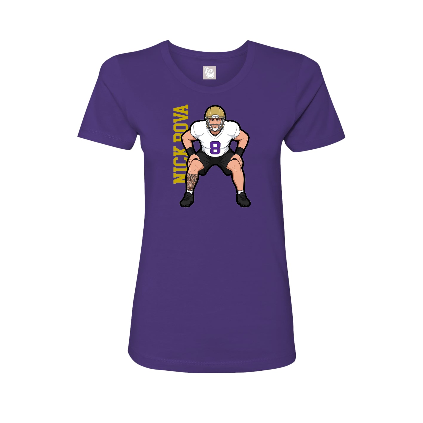 Fitted Women's Tee — Name Vertical in Purple