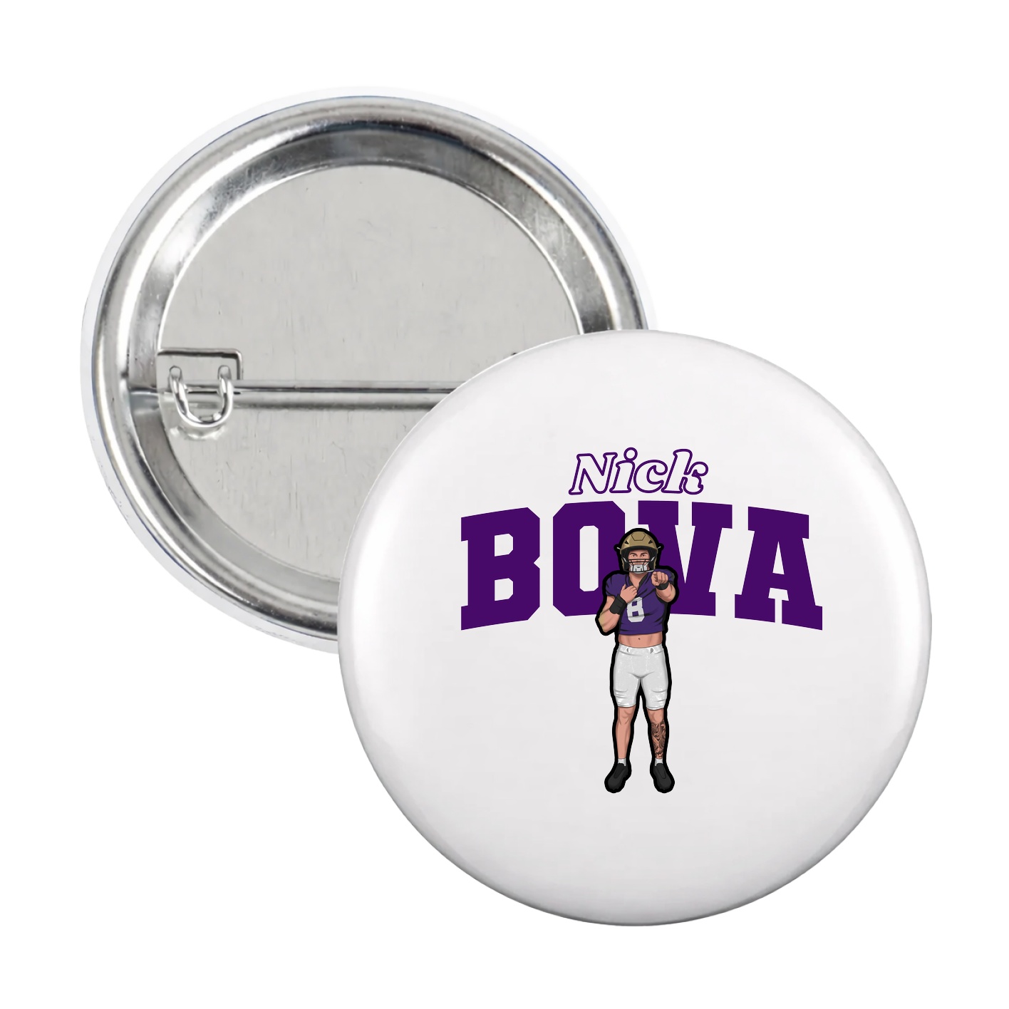 Game Day Button — Name Arch in White