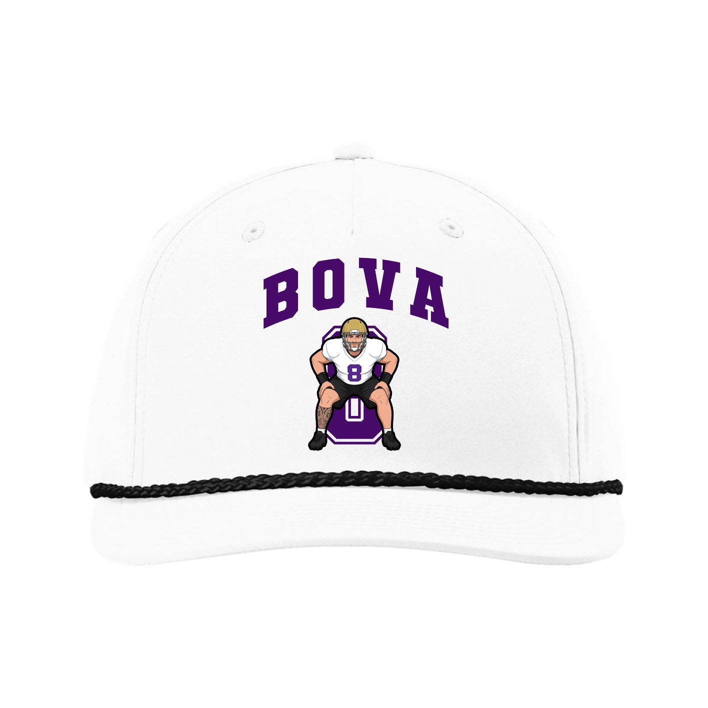 Five-Panel Classic Rope Cap — Number in White