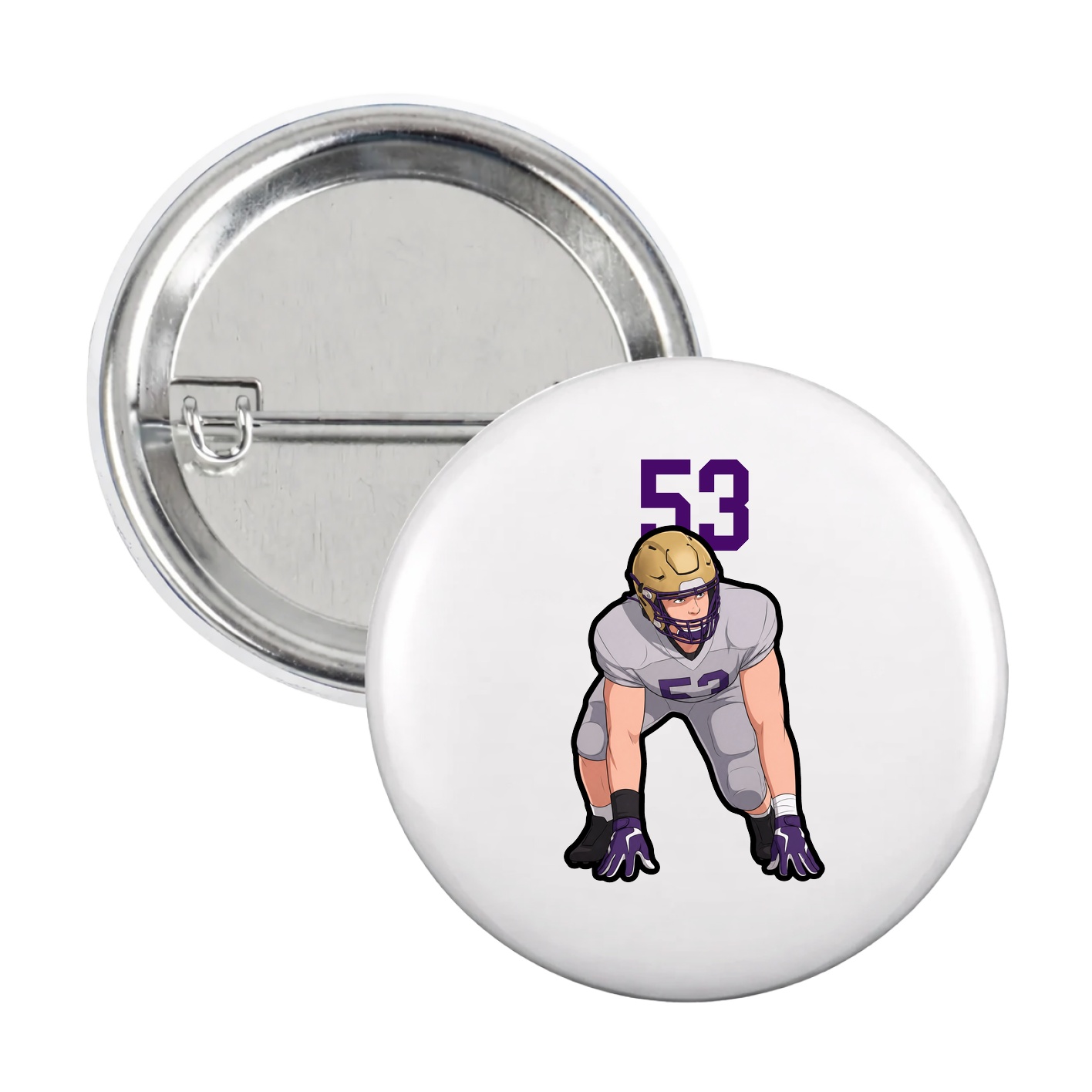 Game Day Button — Number Top in White