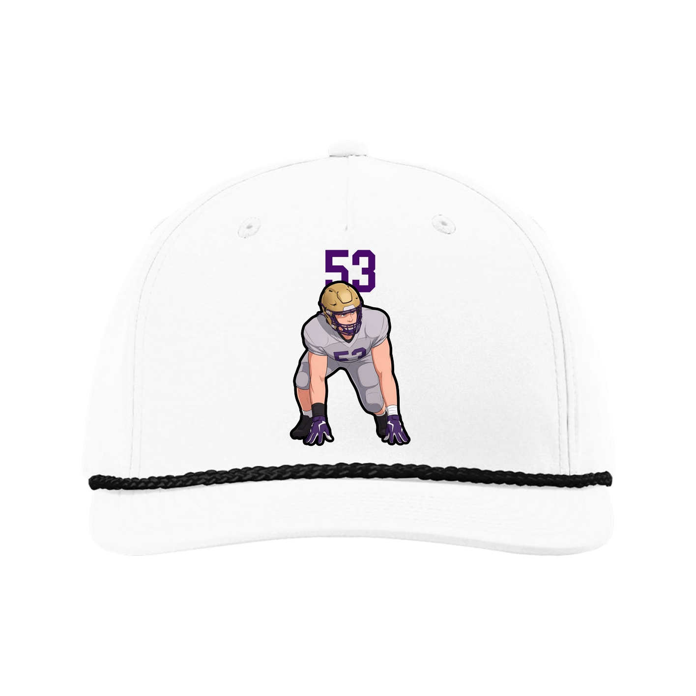 Five-Panel Classic Rope Cap — Number Top in White