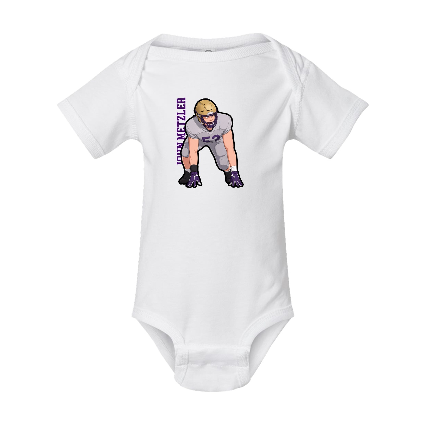 Baby Onesie — Name Vertical in White