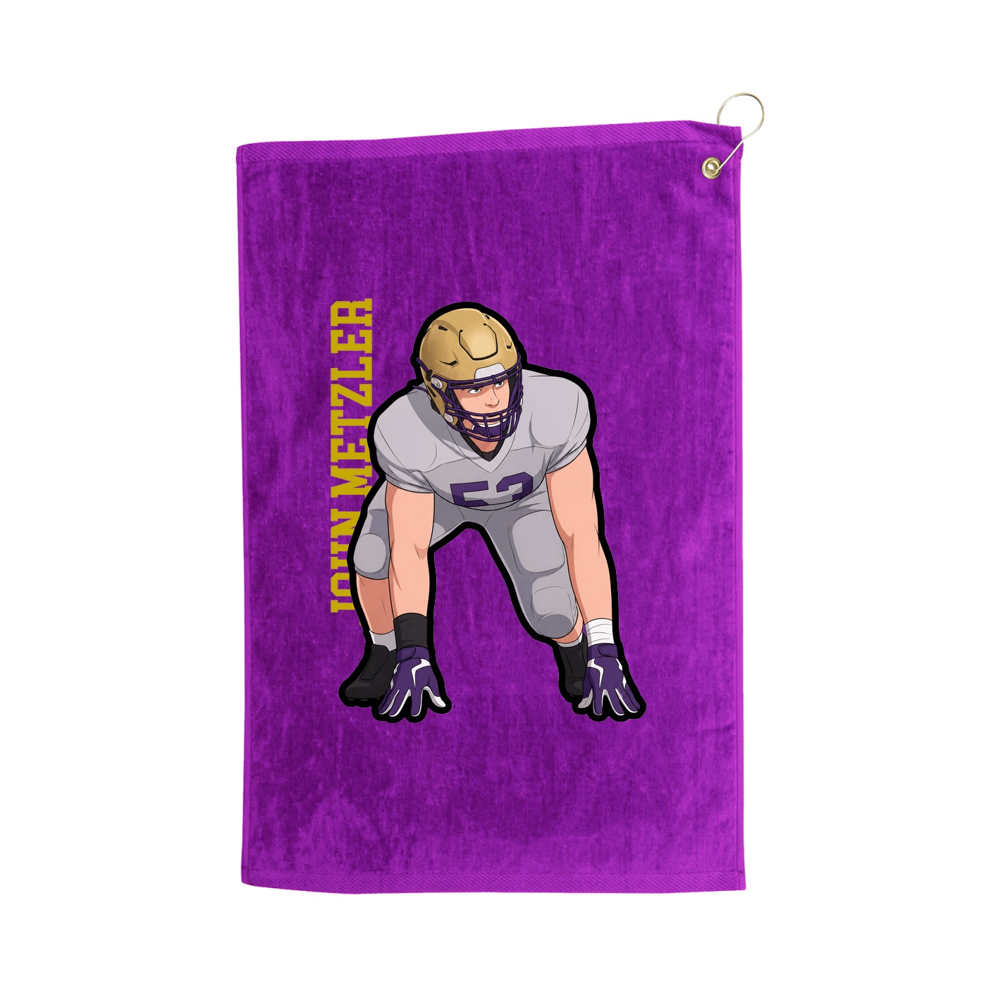 Golf Towel — Name Vertical in Purple