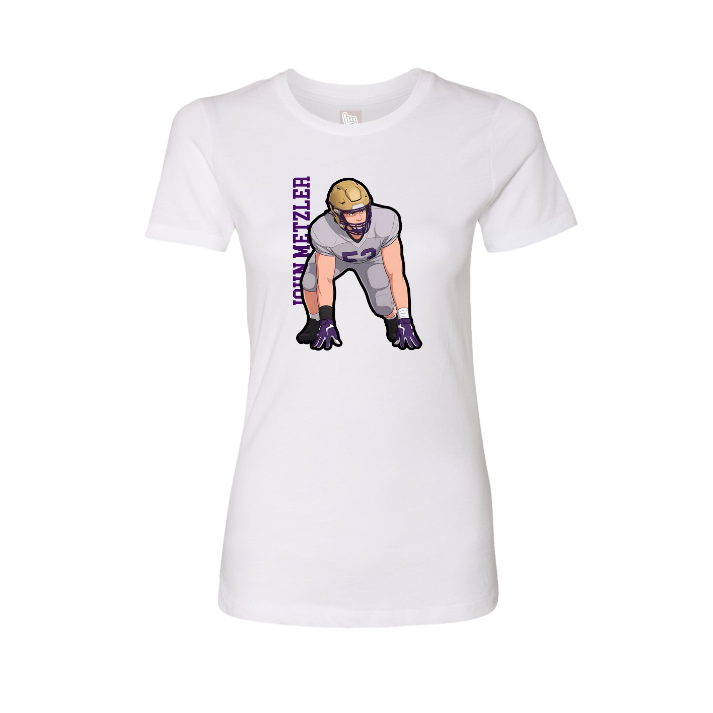 Fitted Women's Tee — Name Vertical in White