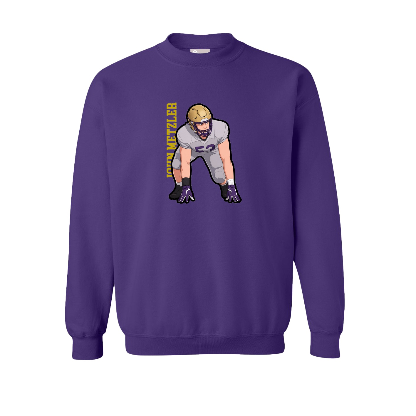Fleece Crew — Name Vertical in Purple