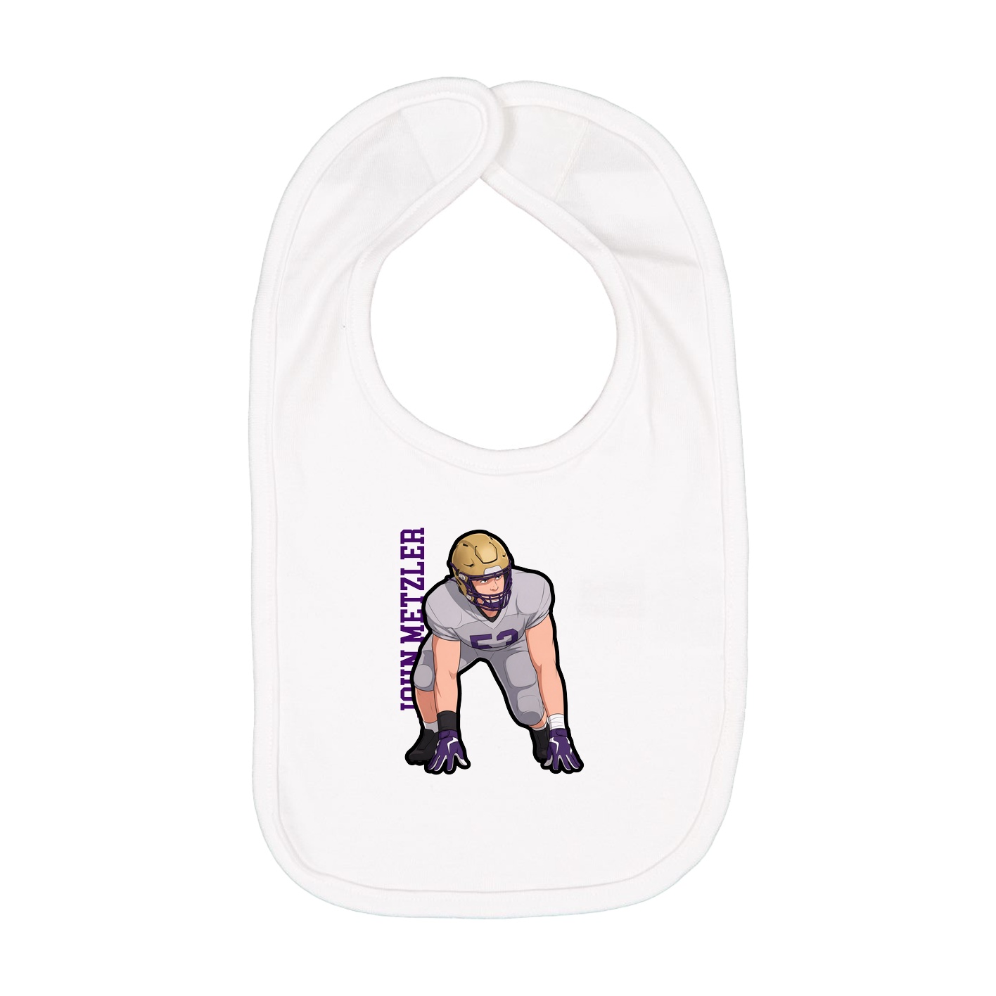 Infant Bib — Name Vertical in White