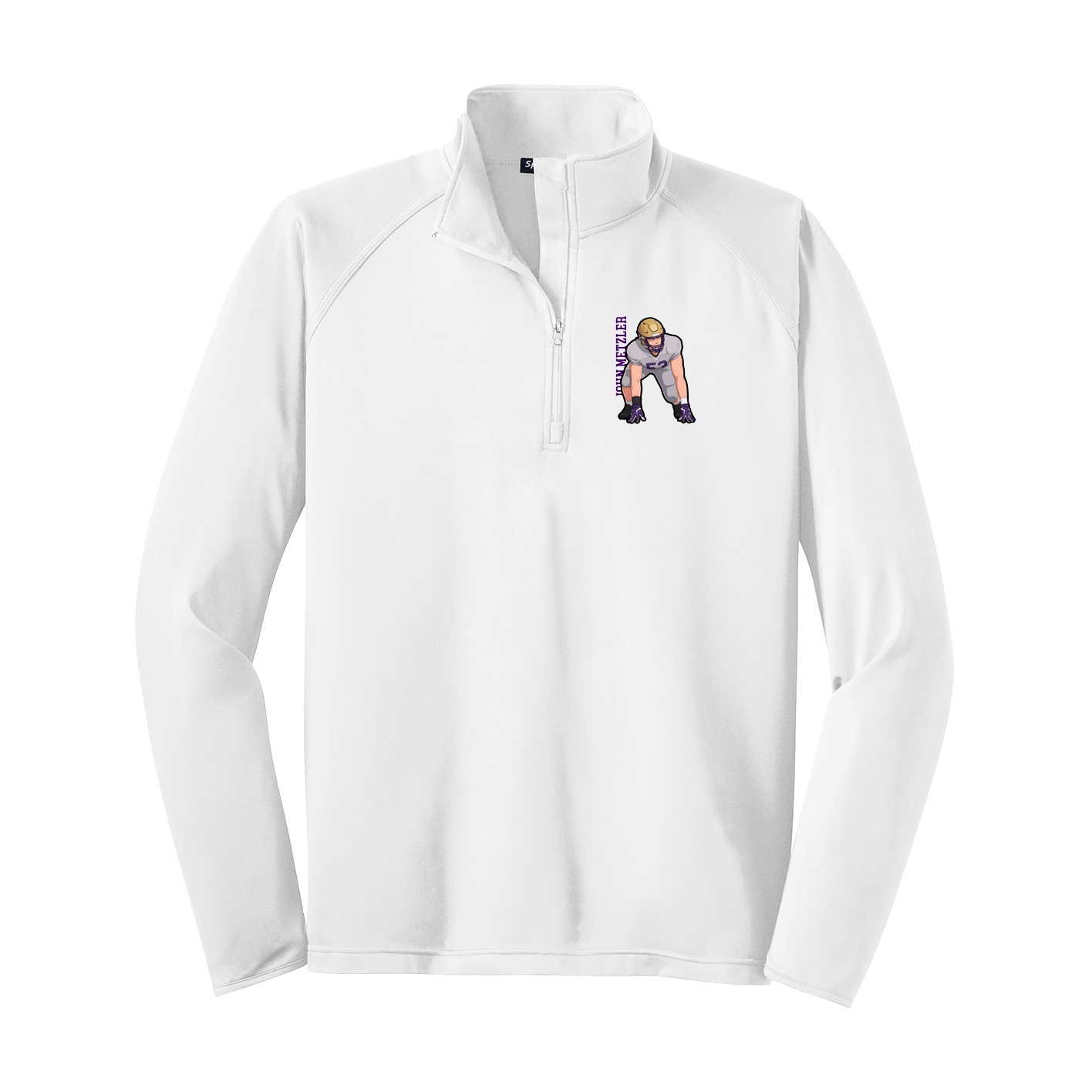 Q-Zip Pullover — Name Vertical in White