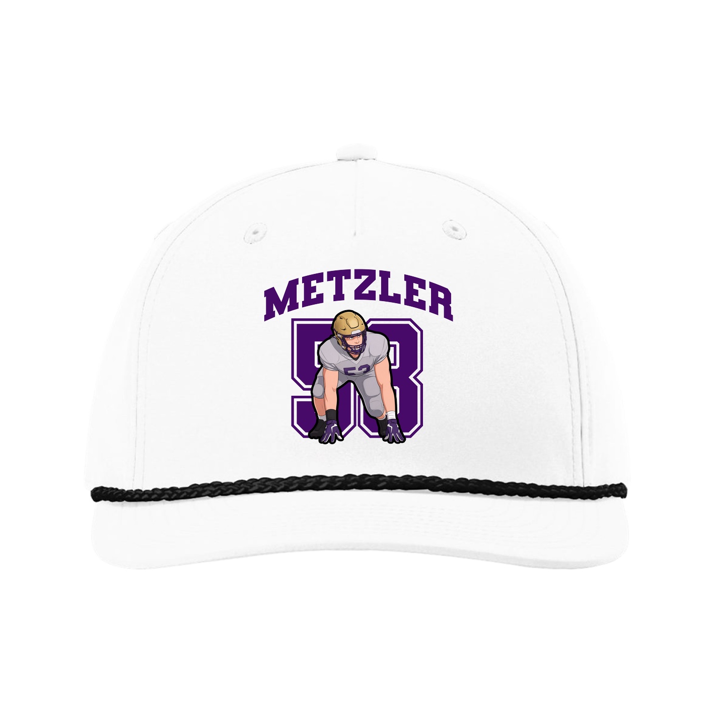 Five-Panel Classic Rope Cap — Number in White