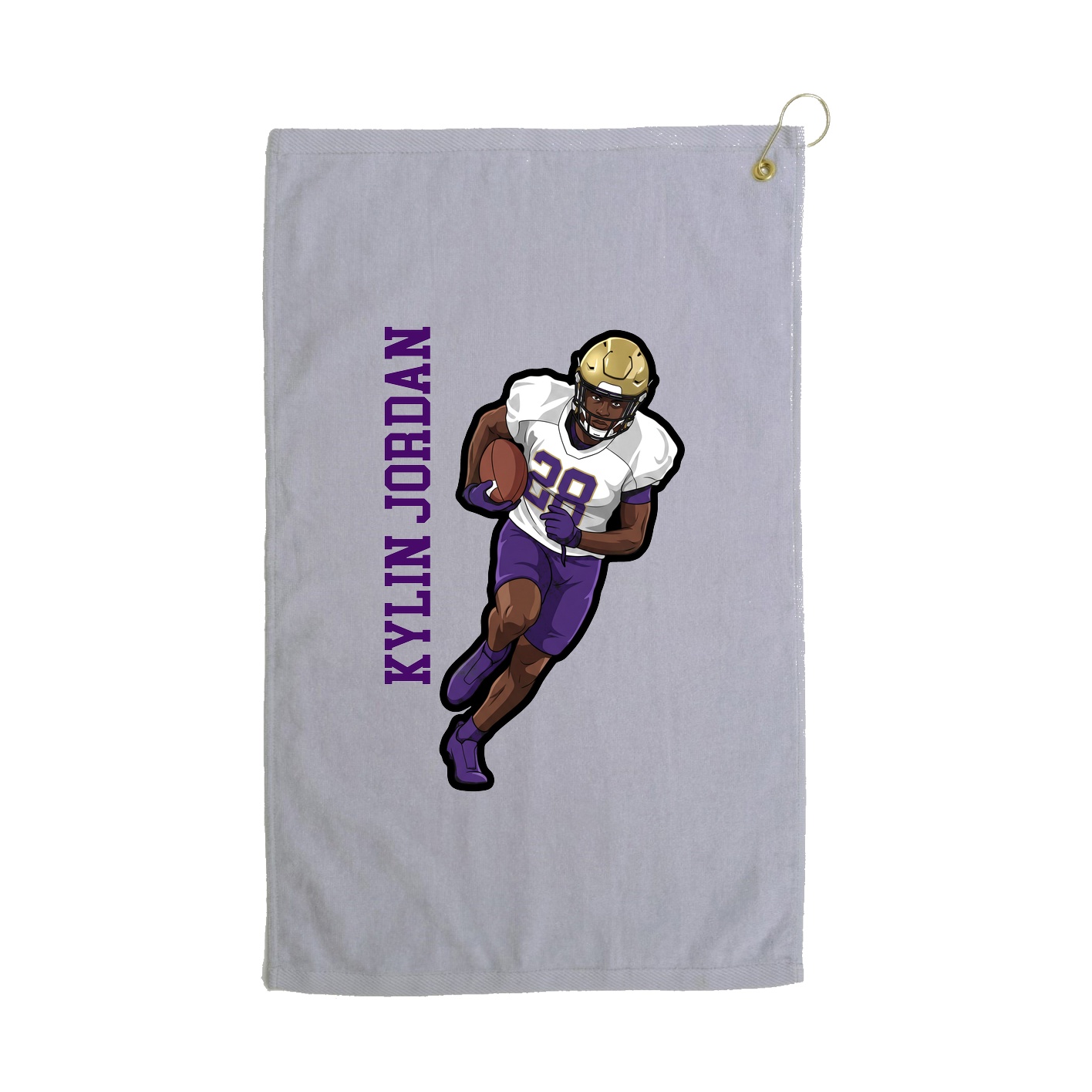 Golf Towel — Name Vertical in Grey